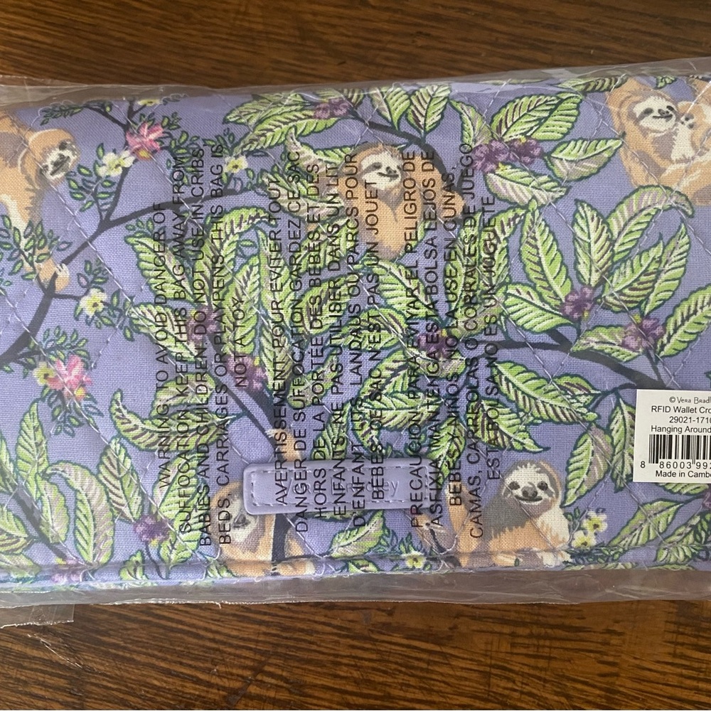 Vera Bradley Purple Floral Sloth Crossbody Wallet